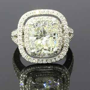 5CT Cushion Diamond Halo Ring