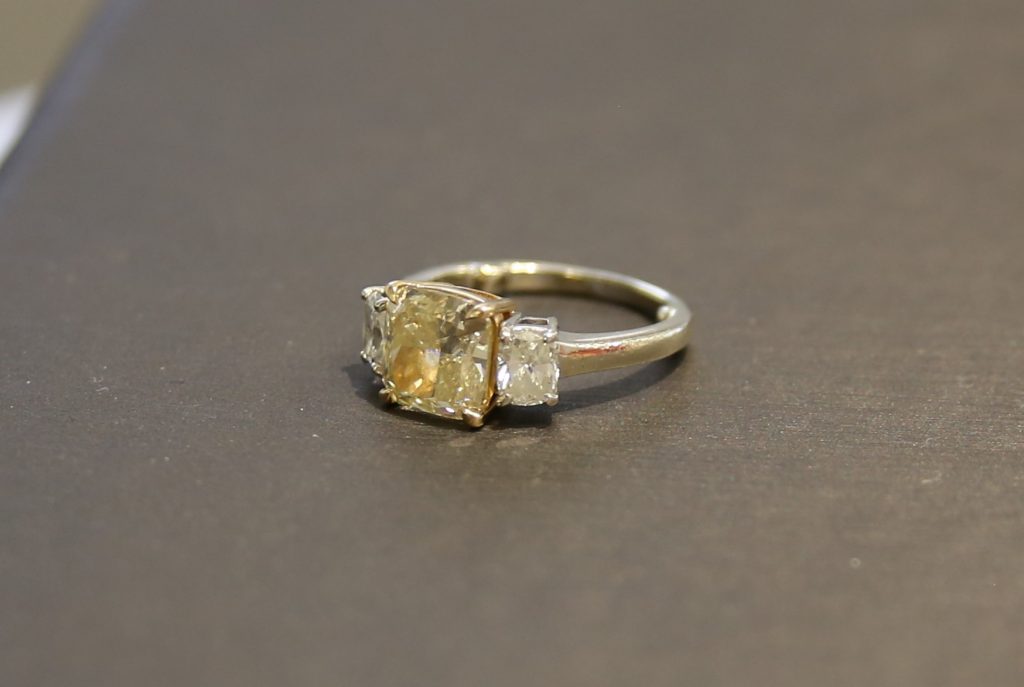 Capetown Capital Lenders loaned $8,000 for this yellow diamond ring.