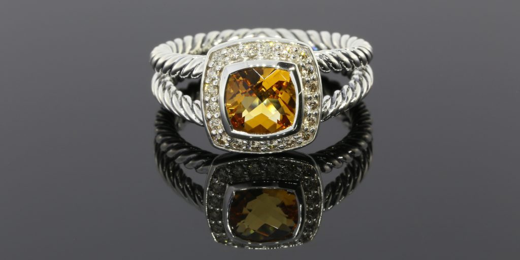 This is a beautiful David Yurman Citrine and Diamond Cable Ring from the Petite Albian collection that we bought for $210.